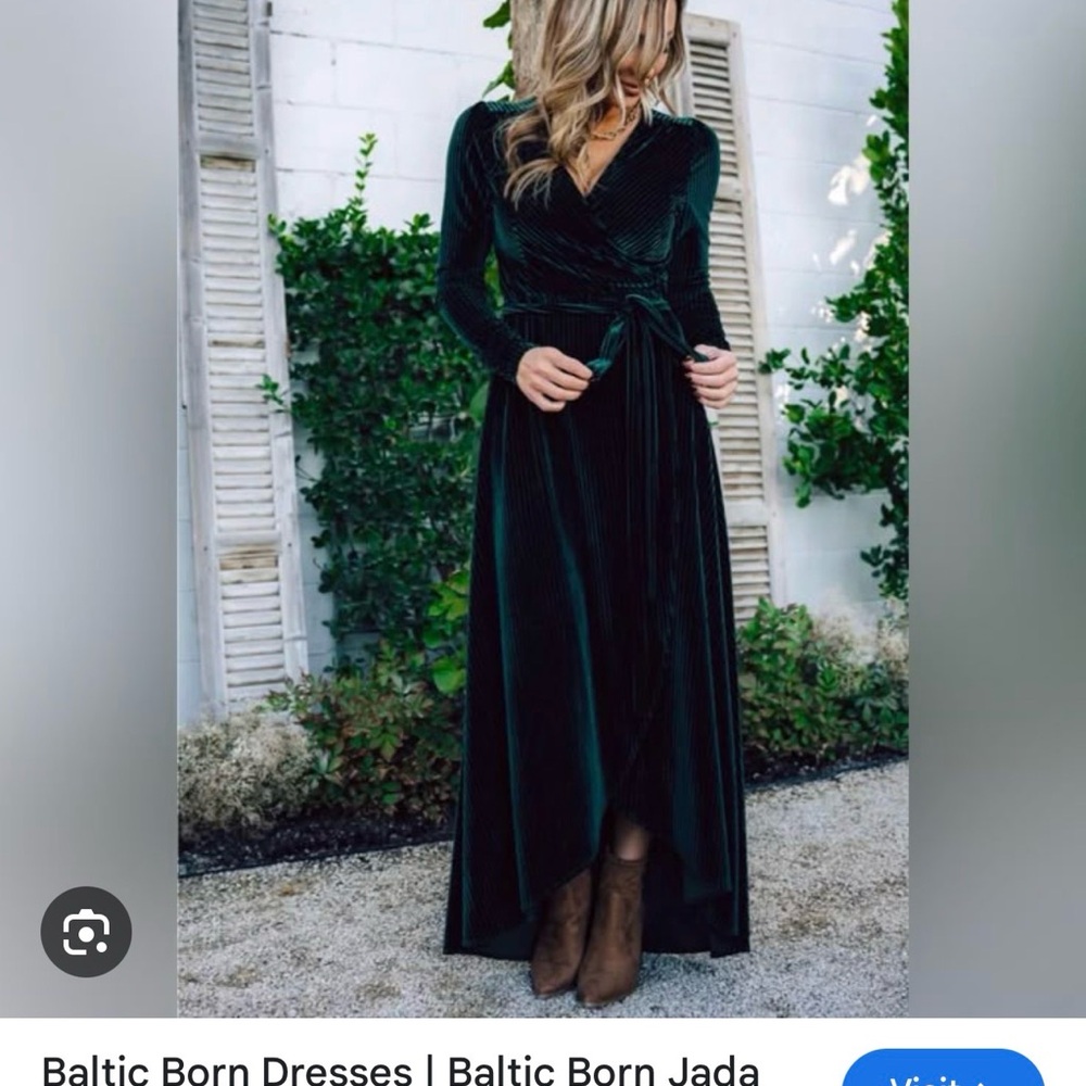 Baltic Born Velvet Wrap Dress in Deep Green